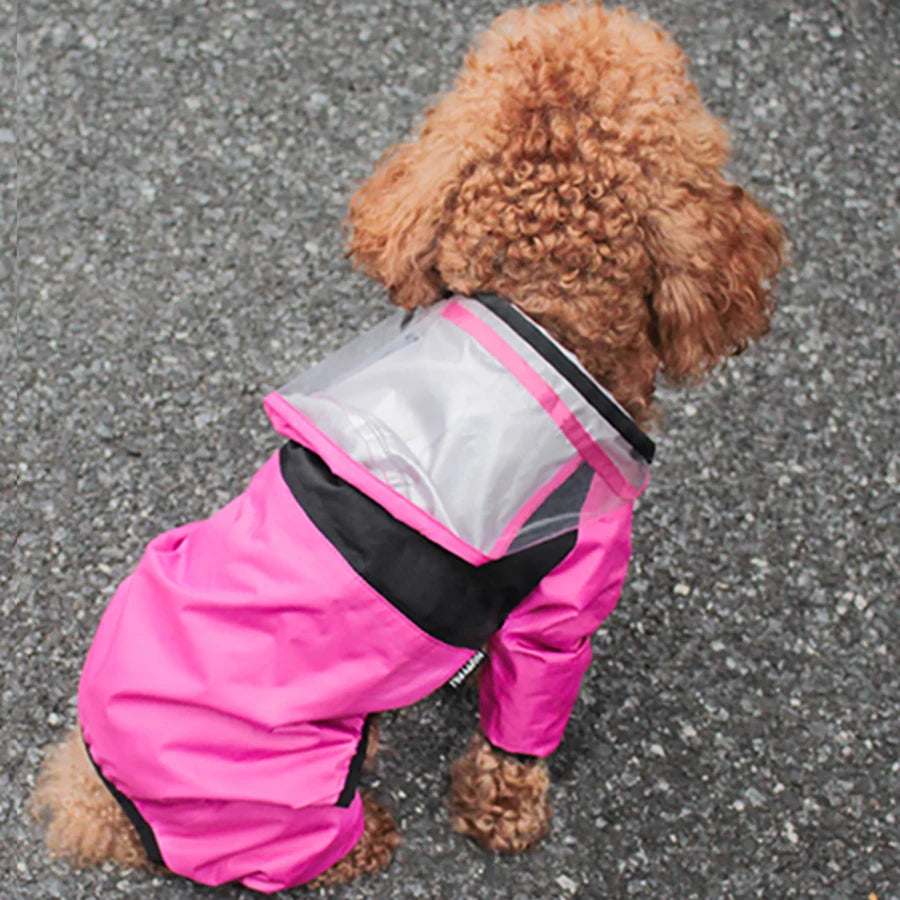 Waterproof Dog Face Print Raincoat Jumpsuit