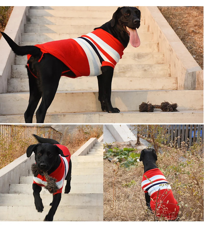 Autumn Winter Elk Print Knit Sweater for Medium & Large Dogs