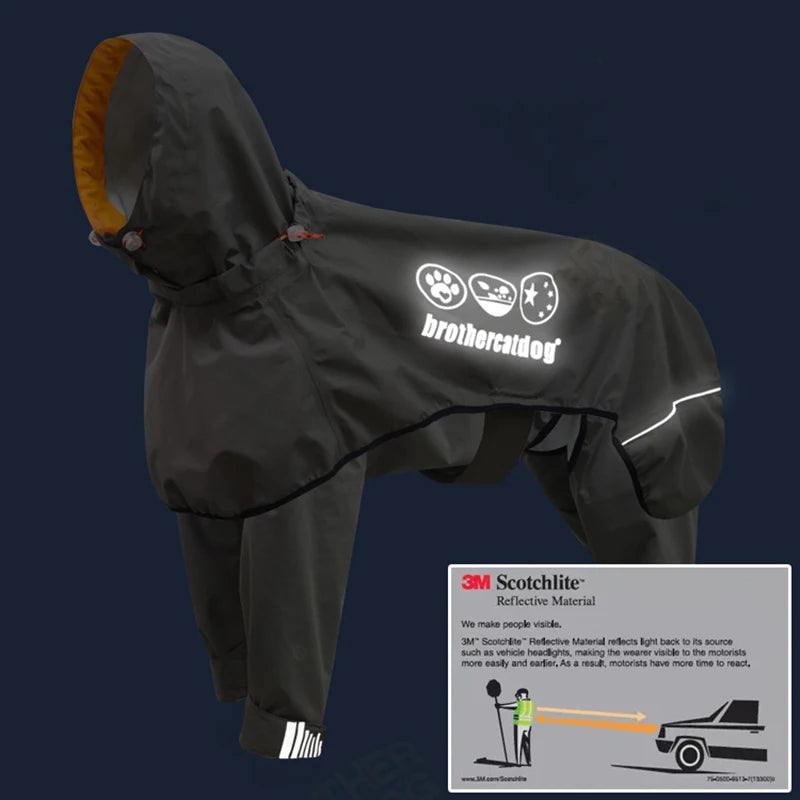 Waterproof Dog Raincoat Jumpsuit for Medium & Large Dogs