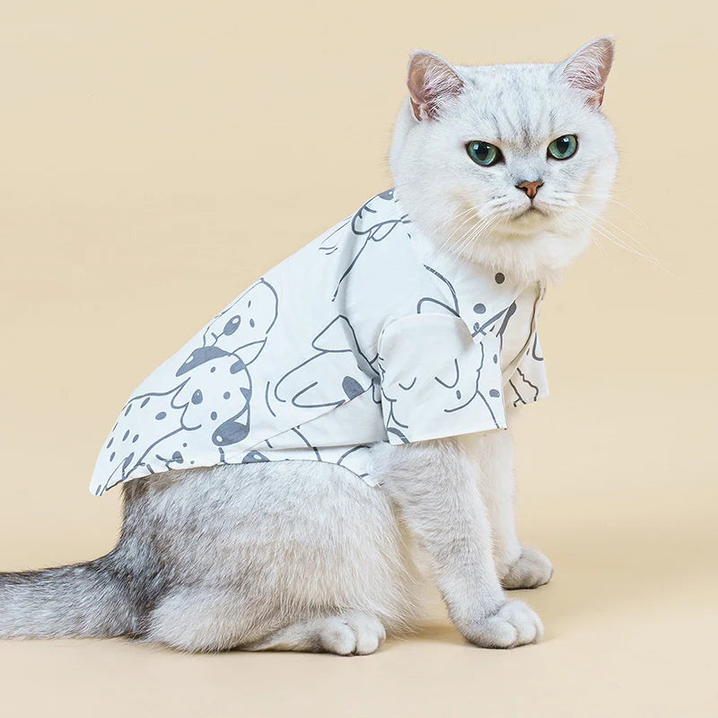 Cartoon Print T-Shirt for Cats & Small Dogs