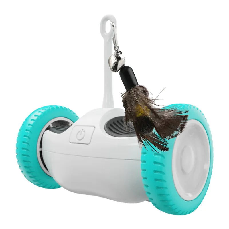 Jouet interactif intelligent pour chat - Voiture à équilibrage automatique avec plumeau pour jeu d'intérieur