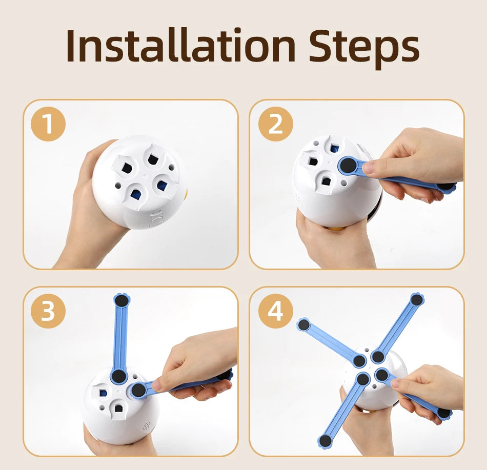 3-in-1 Smart Cat Toy with 360° Laser & 3 Replacement Feather Teasers