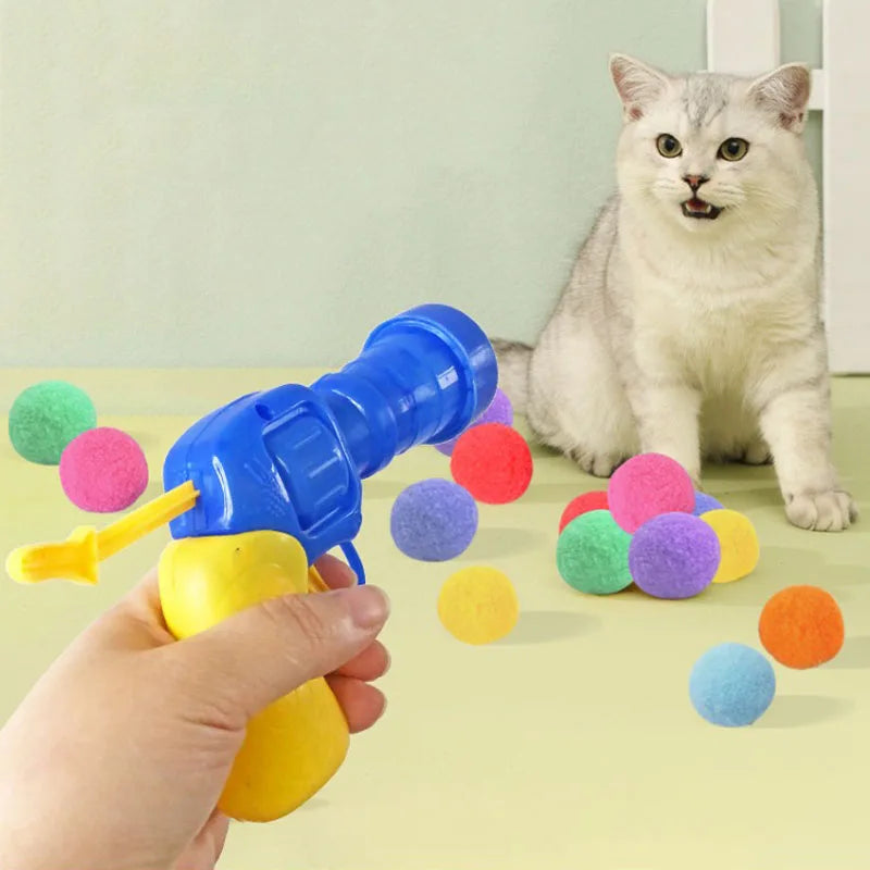 Interactive Pompom Launcher Cat Toy