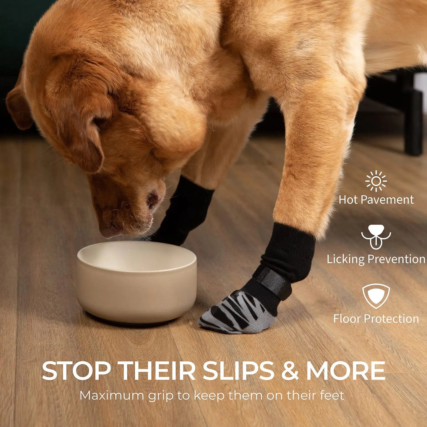 Anti-Slip Knitted Dog Socks with Paw Grip – Pack of 4