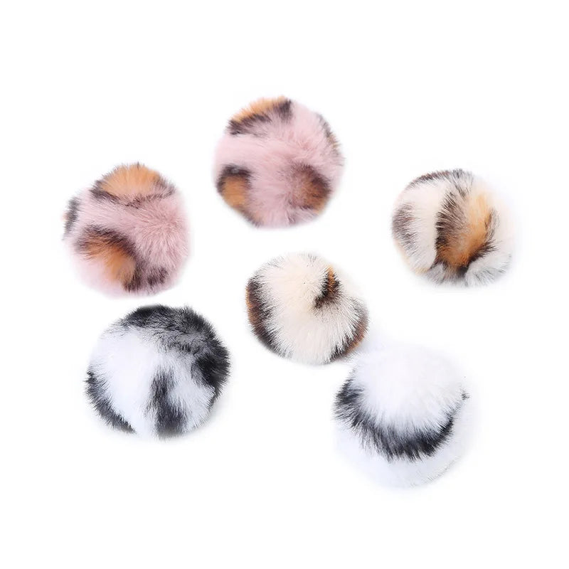 Balles en peluche pour chat - Imprimé léopard, lot de 3