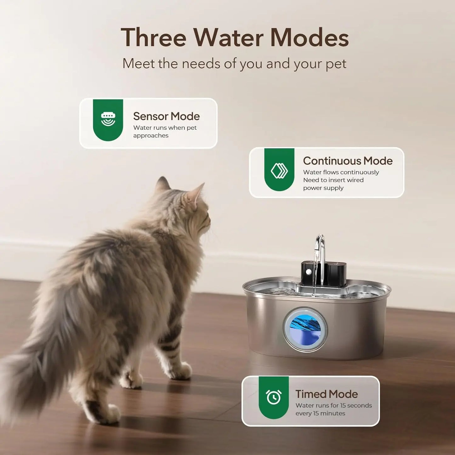 3.2L Wireless Stainless Steel Pet Water Feeder Auto Cat Fountain faucet Smart Dog Water Dispenser Visual Window Drinking Bowl