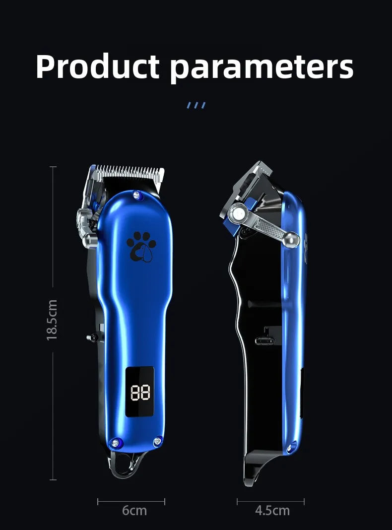 Professional Cordless Pet Grooming Clipper with LCD Display — Ultra-Quiet