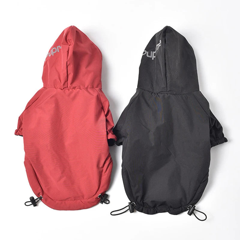 Imperméable pour chien à capuche avec liseré réfléchissant