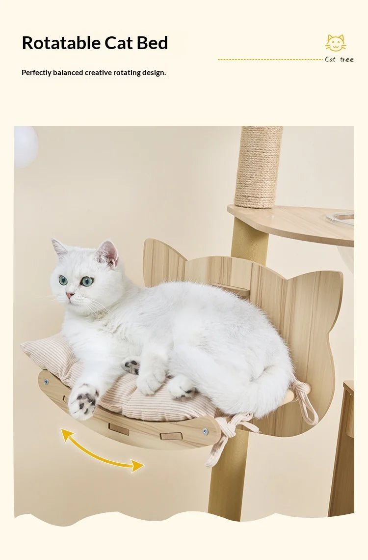 Wooden Cat Tree with Capsule House