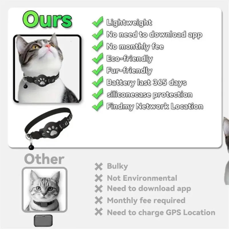 Reflective AirTag Pet Collar with Safety Buckle for Cats & Small Dogs