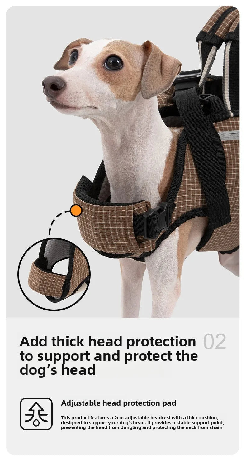 Horizontal Dog Backpack with Ice Silk Cooling & Spine Protector for Small Dogs & Cats