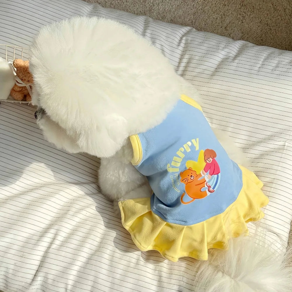 Robe et gilet rafraîchissants 2 en 1 pour petits chiens et chats | Jupe d'été respirante "Princesse" pour Chihuahuas et chiots