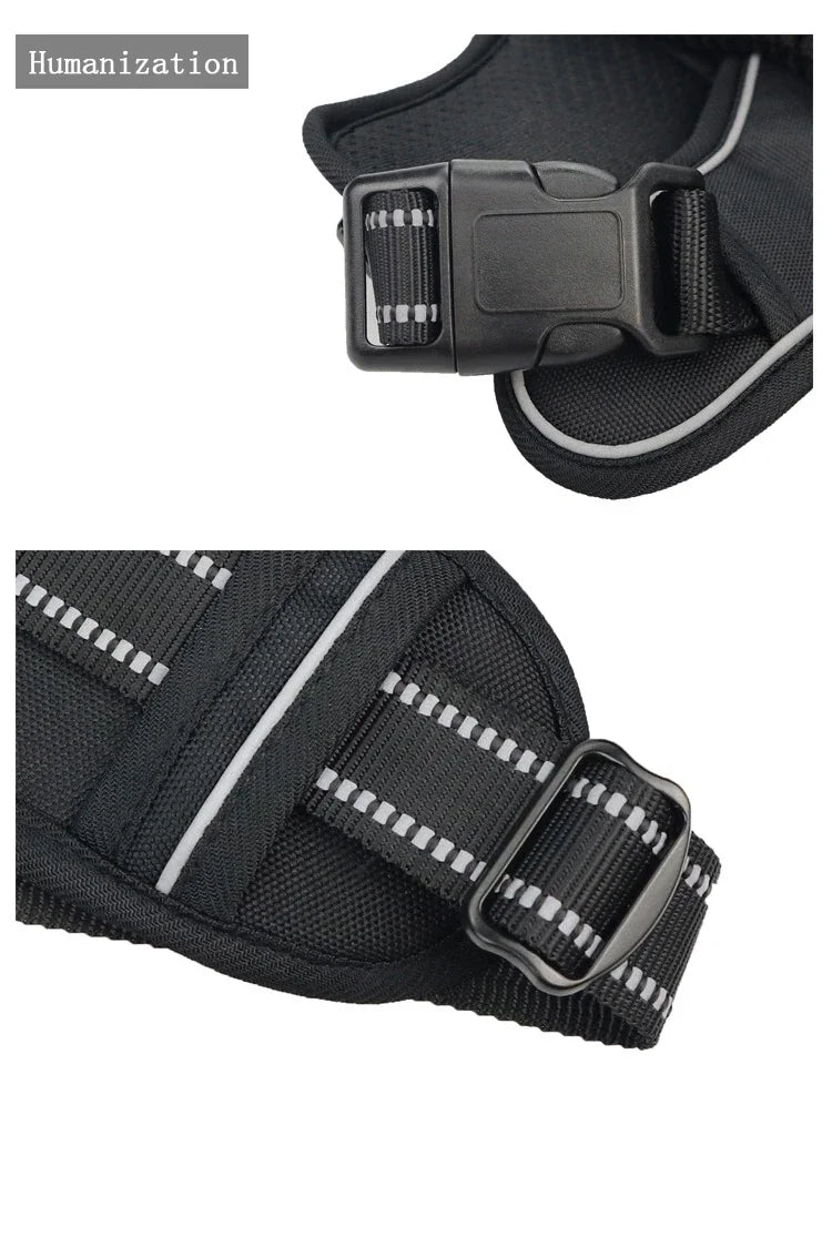 No-Pull Reflective Nylon Dog Harness for Strong Pullers