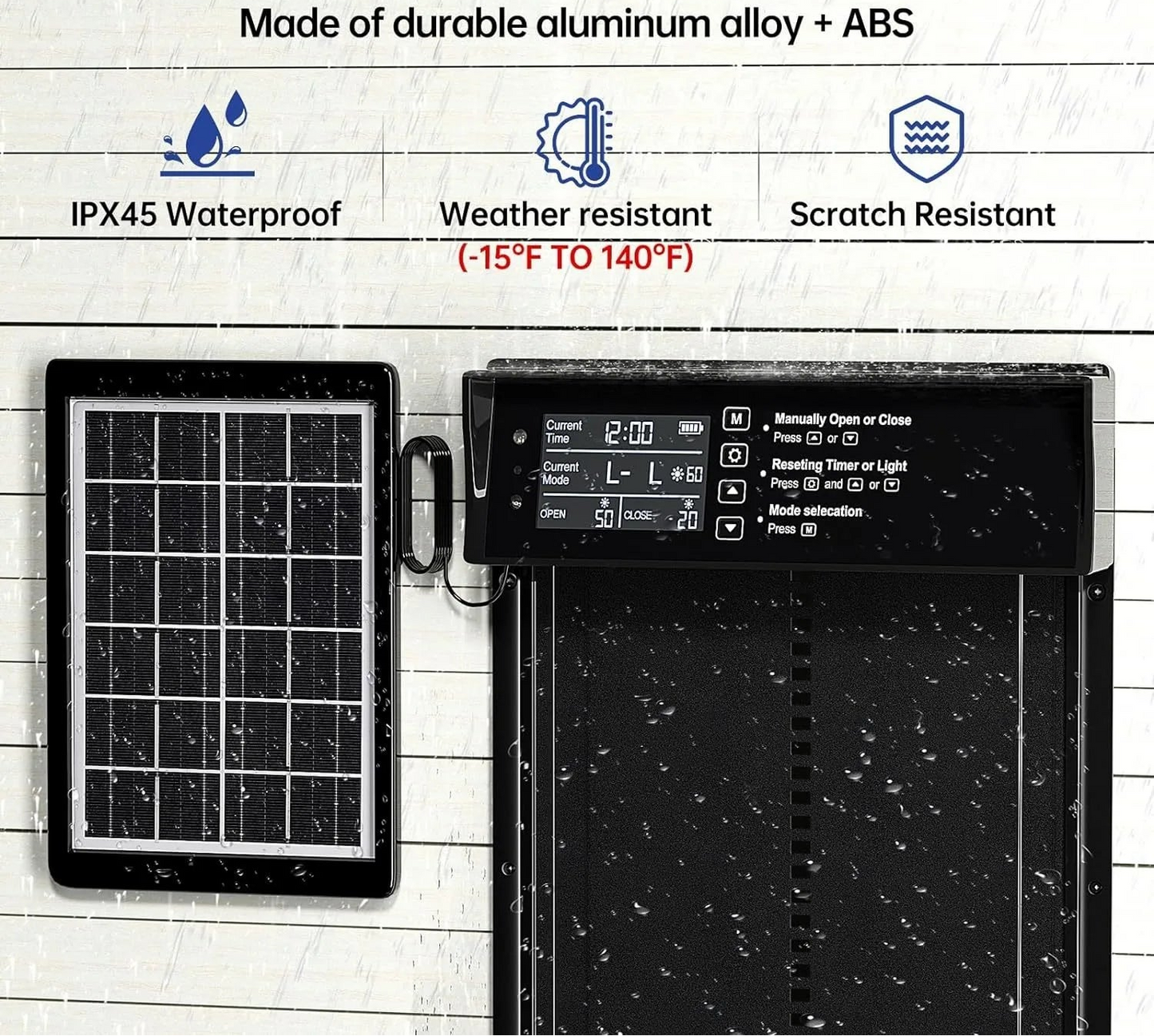 Automatic Chicken Coop Door - Solar Powered with Timer & Light Sensor