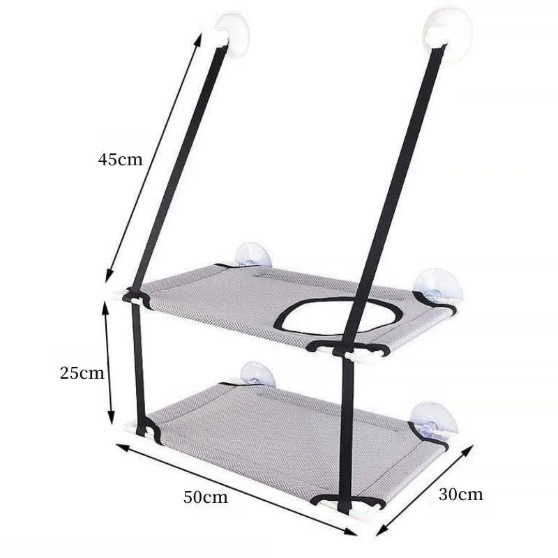 Double-Decker Window Cat Hammock – Suction Cup Bunk Bed for Cats