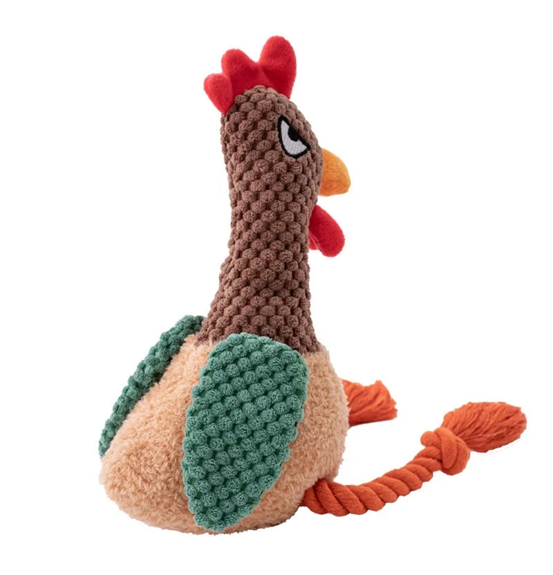 Plush Chicken Squeaky Rope Dog Toy