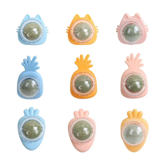 Catnip Wall Ball - Natural Edible Cat Mint Toy for Hairball Relief