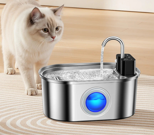 Stainless Steel Cat Water Fountain - Wireless Sensor Smart Automatic Pet Water Dispenser