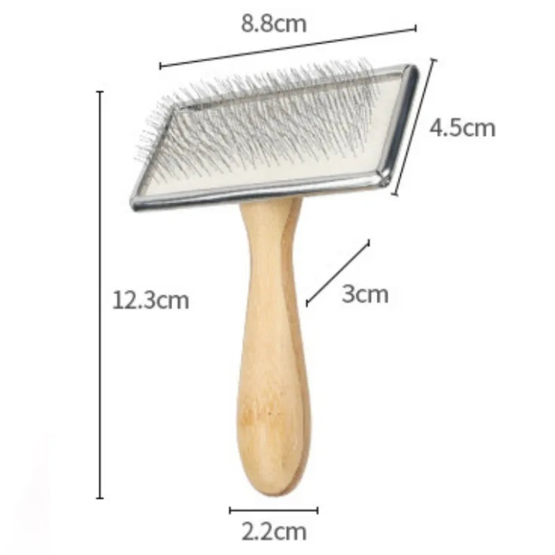 Bamboo Handle Stainless Steel Pet Grooming Comb for Dogs & Cats