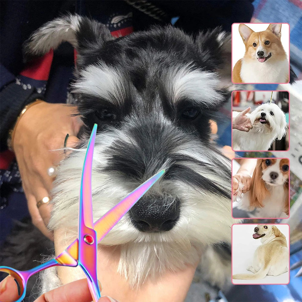 7.5" Professional Curved Grooming Scissors for Dogs & Cats