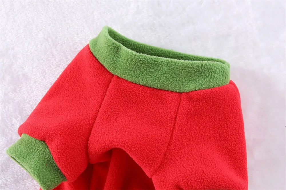 Fleece Dog Jumpsuit Hoodie with Leash Ring — Warm Winter Coat for Dogs & Cats