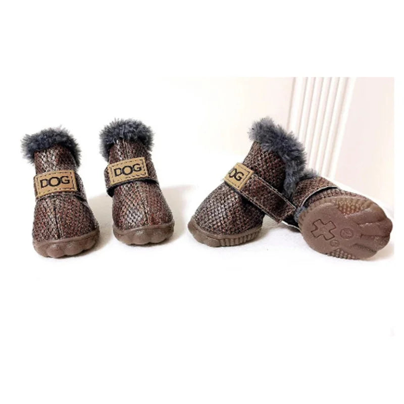 Waterproof Winter Snow Boots for Small Dogs – Set of 4