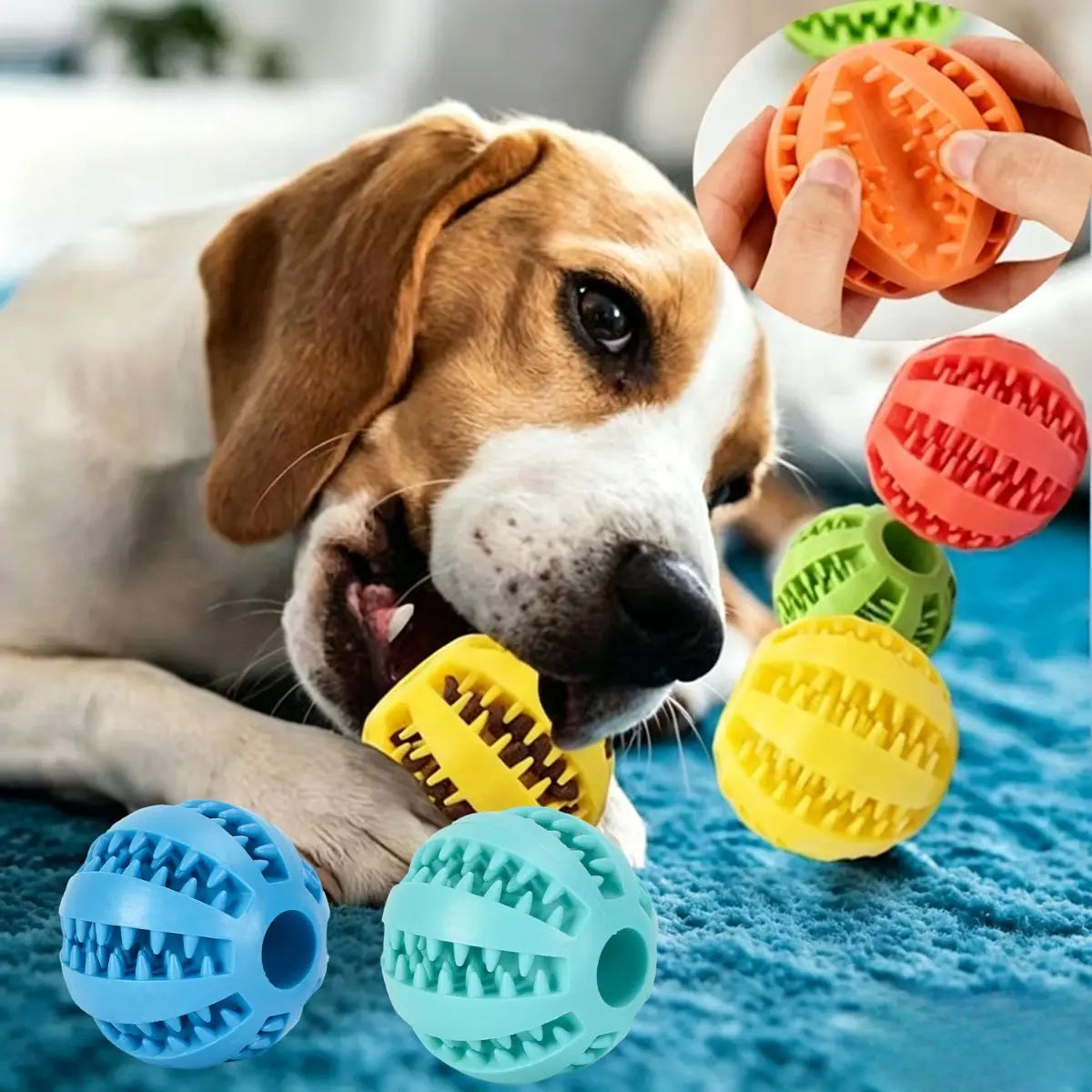 Bite-Resistant Treat Dispensing Dog Ball