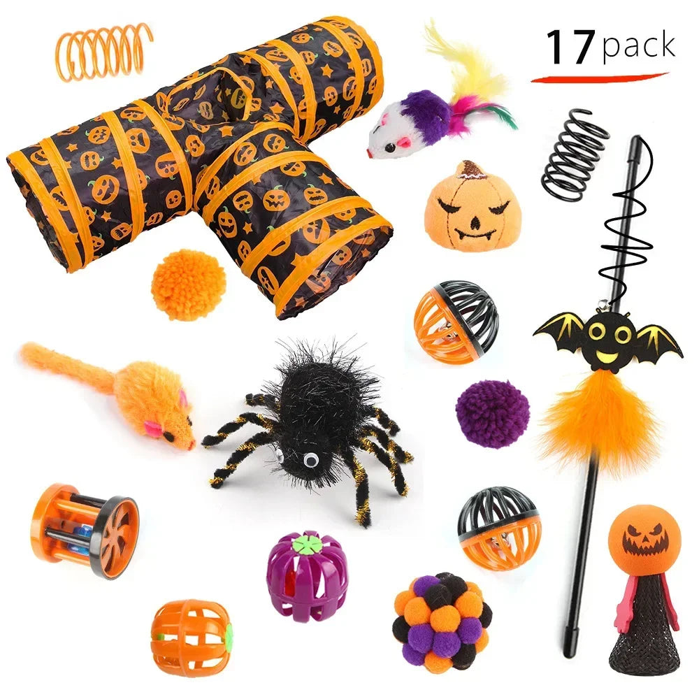 Halloween Cat Toy Variety Set with Wand, Mouse and Bell