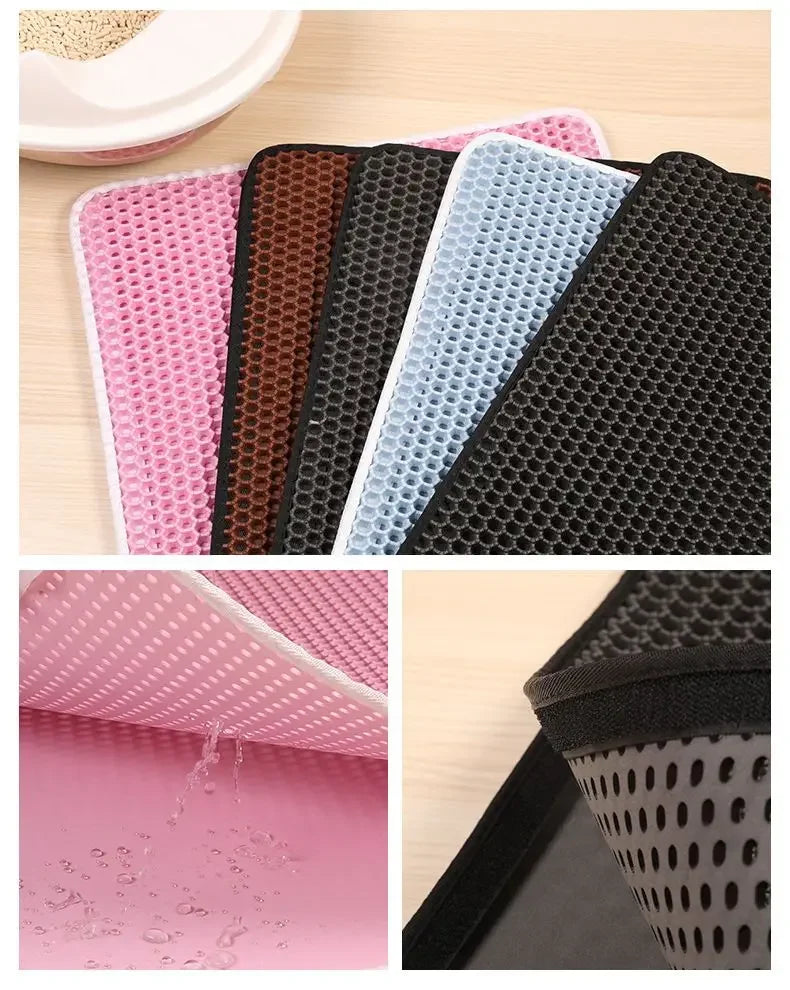 Tapis de litière pour chat avec cadeau - Tapis de litière pour animaux de compagnie double couche étanche