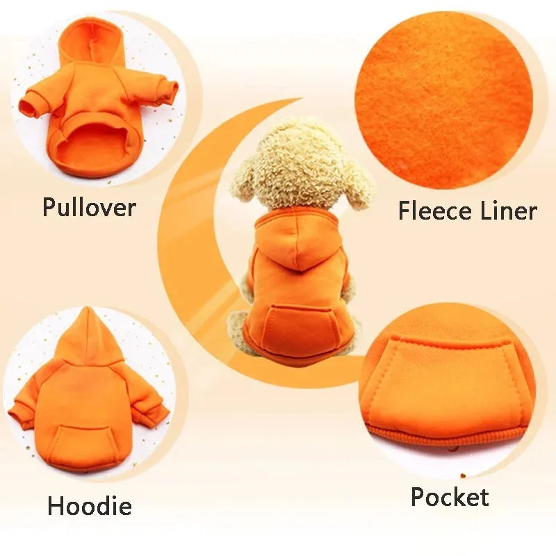 Manteau à capuche en polaire pour chien | Veste sweat chaude d'automne et d'hiver pour petits chiens et chats
