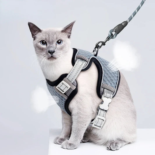 Reflective Cat Harness and Leash Set - Escape Proof, Adjustable Walking Harness