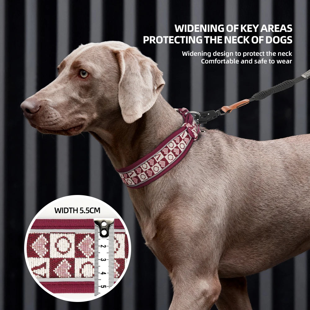 Wide Reflective Dog Collar with No-Pressure Fit