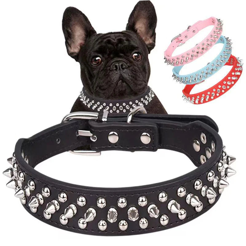 PU Leather Punk Rivet Spiked Collar for Small Dogs & Cats