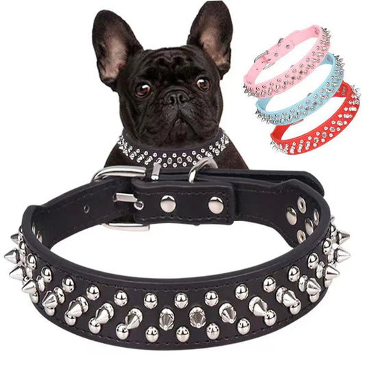 PU Leather Punk Rivet Spiked Collar for Small Dogs & Cats