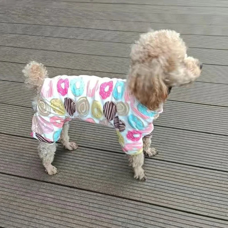 Soft Cotton Printed Pyjama Jumpsuit for Small Dogs
