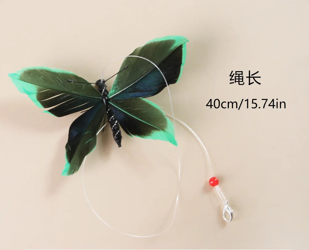 Hands-Free Butterfly Cat Wand Toy with Suction Cup & Bell