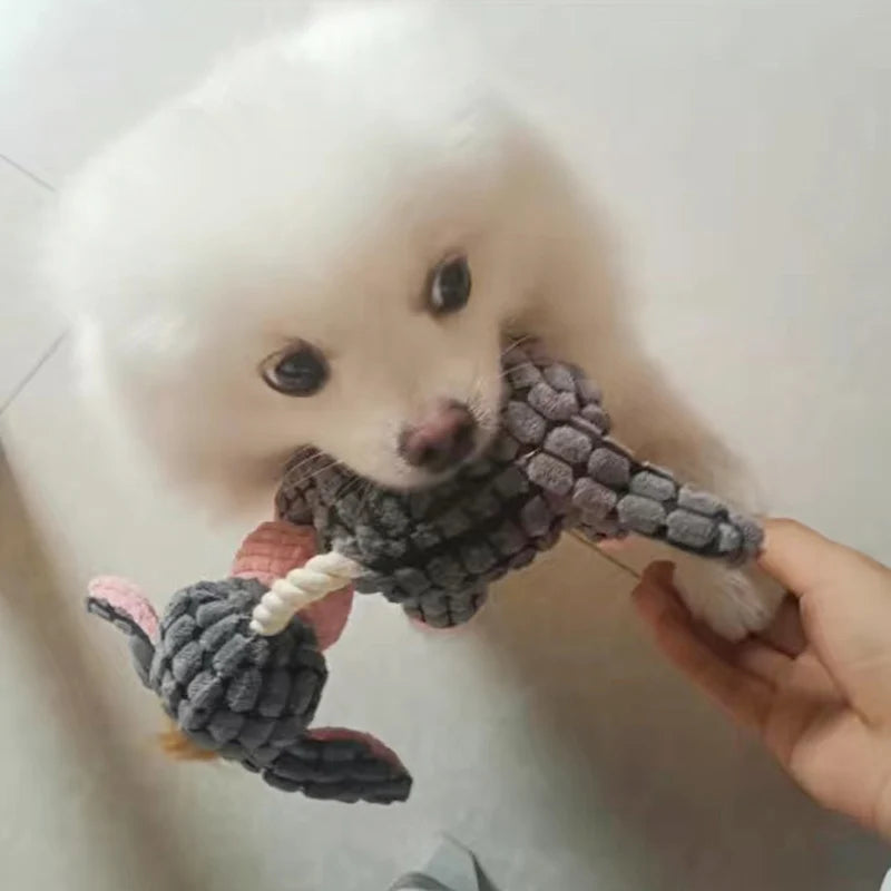 Animal Shaped Squeaky Fleece Chew Toy for Small Dogs
