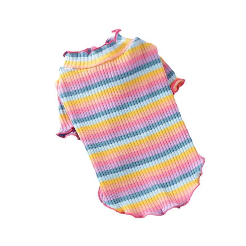Cotton 100% Cat Dog Vest Summer Pet Clothes Stripe Pullovers for Small Dogs Cats Chihuahua Pomeranian Puppy Ropa Para Perros