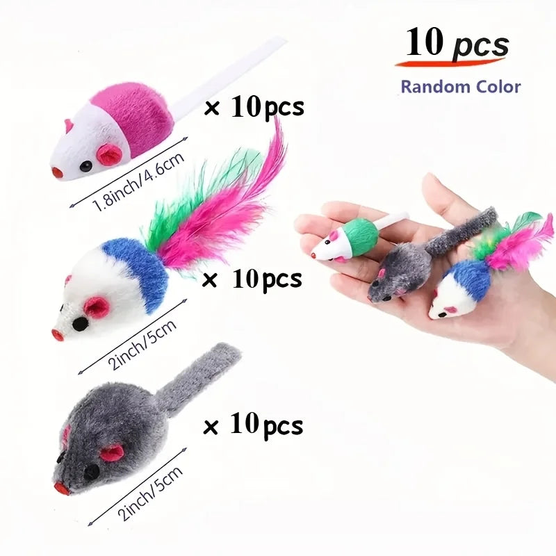 Cat Toy Mice with Colorful Tails - Multi-Pack