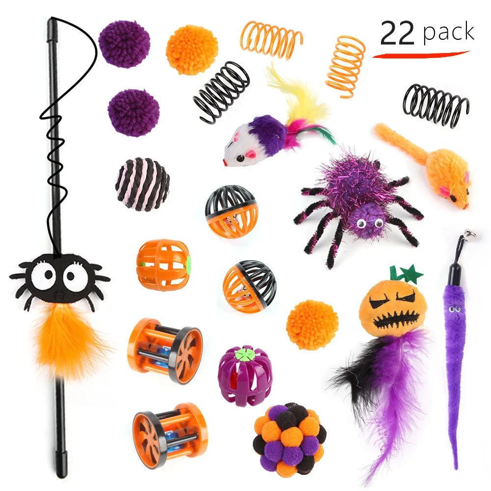 Interactive Cat Toy Variety Set with Wand, Mouse and Bell