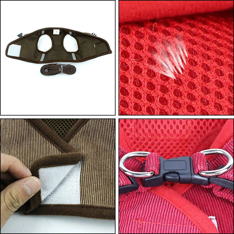 Reflective Mesh & Plaid Dog Vest Harness and Leash Set