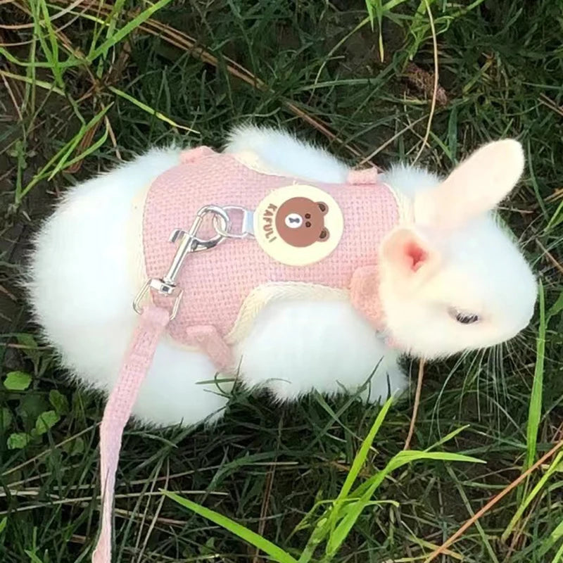 Cartoon Print Cat Rabbit Harness and Leash Set Bunny Rabbits Pet Accessories Bunnies Vest Clothes Lapin Accessoires Pour Animaux