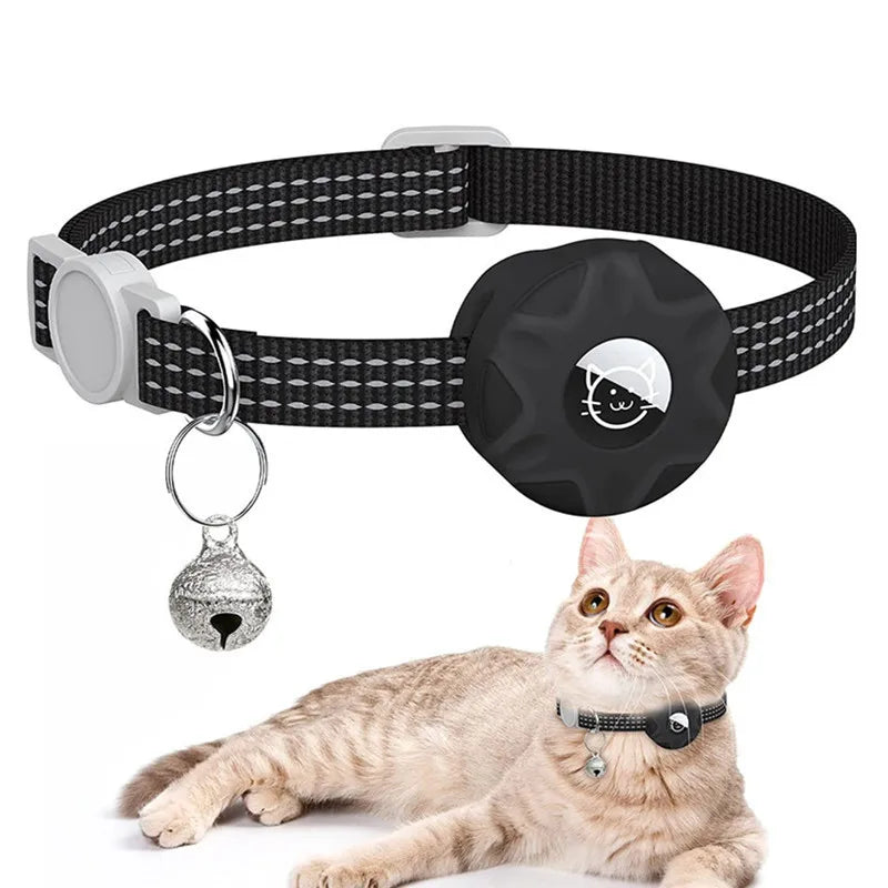 Support de collier pour animaux de compagnie avec design réfléchissant - Étui AirTag en silicone avec clochette