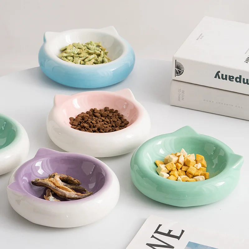 Cat Ear Ceramic Pet Bowl – Anti-Tip Food & Water Dish