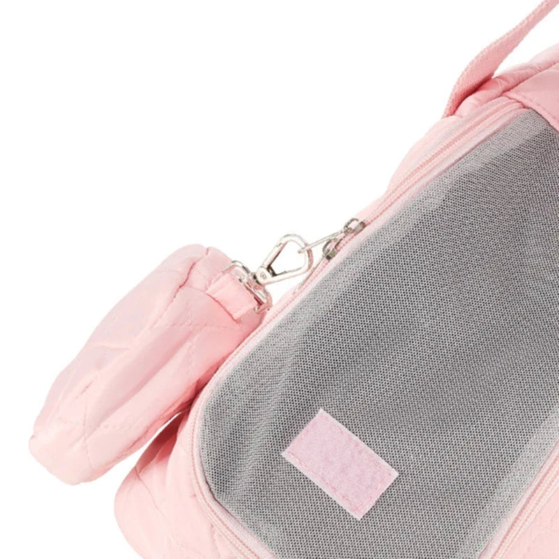 Quilted Portable Breathable Cat Puppy Travel Tote Handbag with Detachable Shoulder Strap Small  Kitten Pet Outdoor Carry Bags