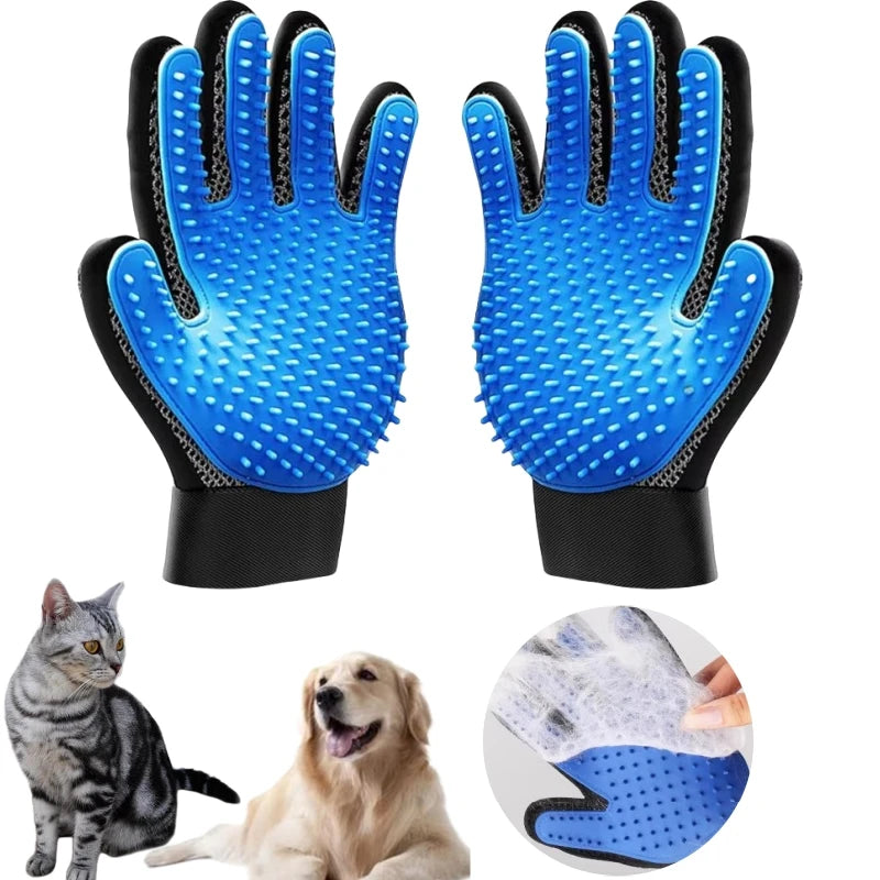 2-in-1 Grooming Glove & De-Shedding Brush for Dogs, Cats & Rabbits