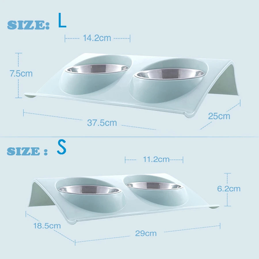 Stainless Steel Double Bowl Feeding Station for Dogs & Cats