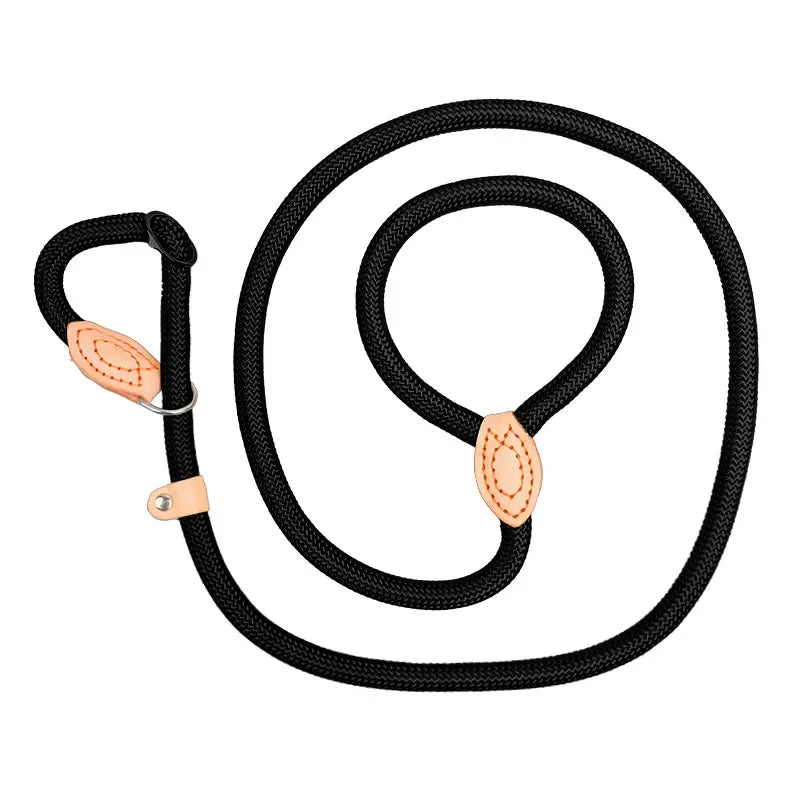 Laisse-collier chien - Corde tressée robuste avec boucle réglable pour grands chiens