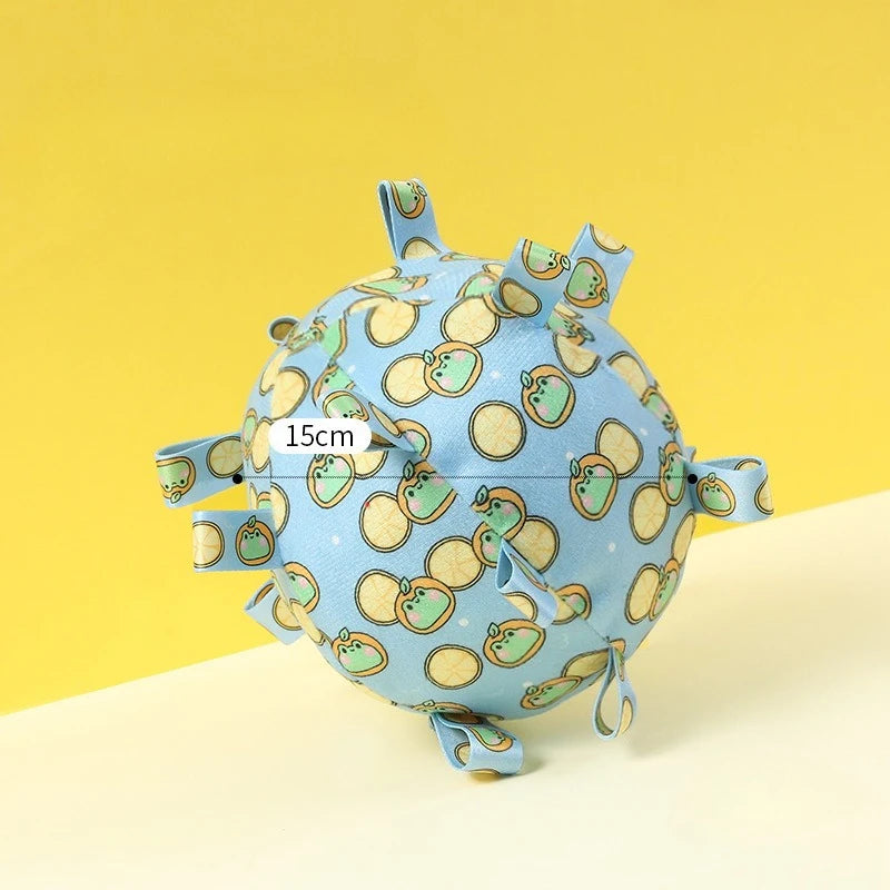 Interactive Ball Dog Toy with Plush Handle and Bells