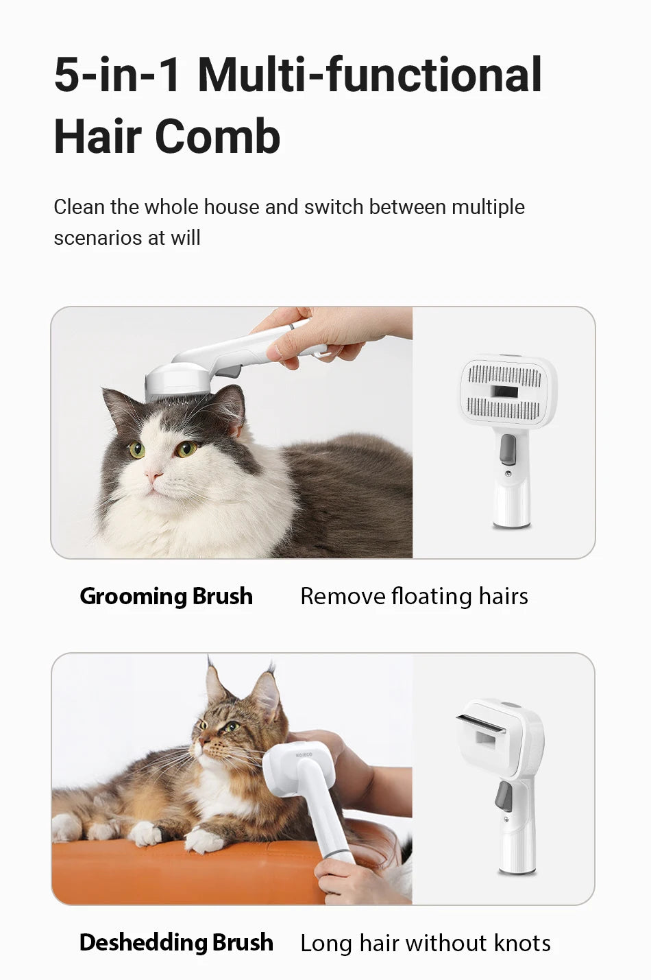 5-in-1 Pet Grooming Vacuum Kit — Smart Touch, 3-Speed Suction for Cats & Dogs